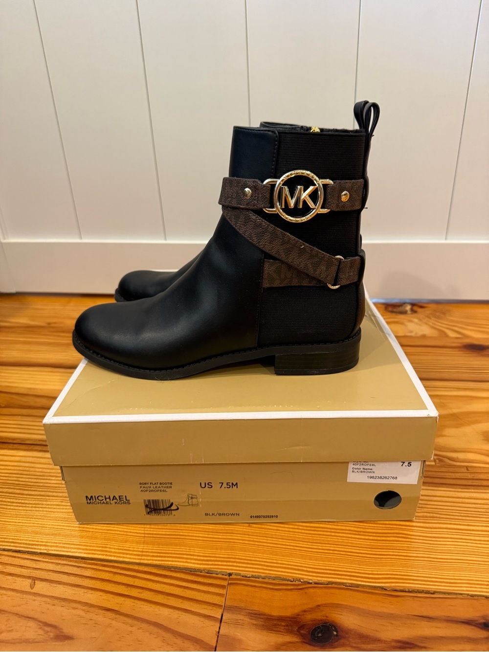 Michael Kors Black & Brown Kids Ankle Boots with MK Emblem
